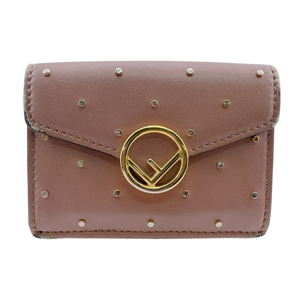 FENDI 8M0395 Compact Wallet F-is Tri-fold Pink